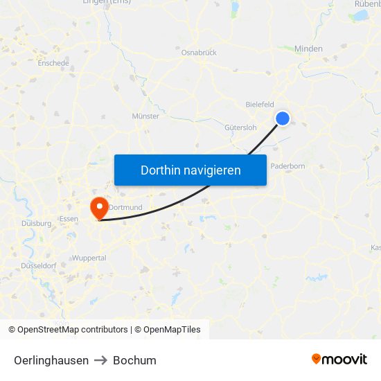 Oerlinghausen to Bochum map