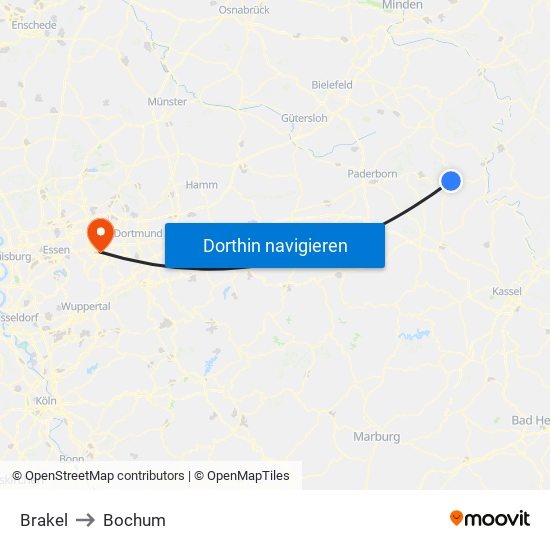 Brakel to Bochum map