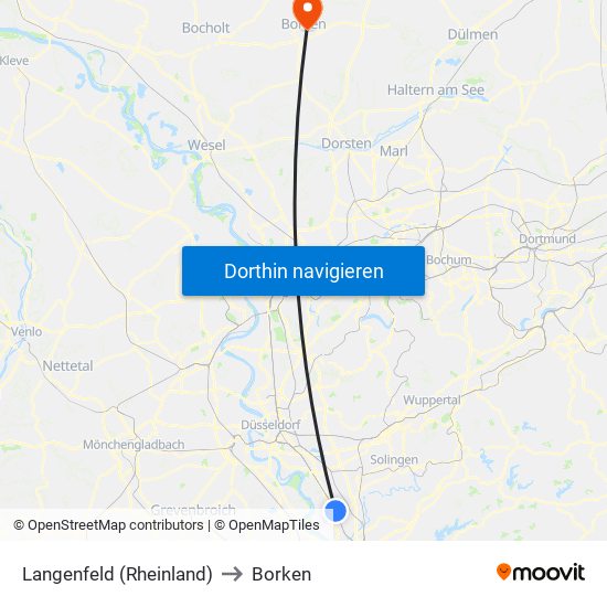 Langenfeld (Rheinland) to Borken map