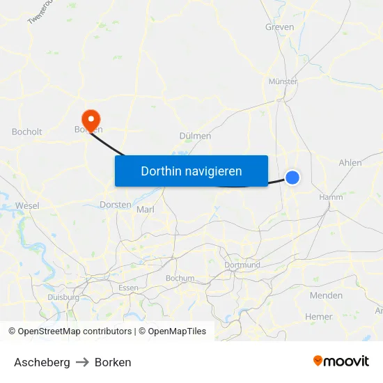 Ascheberg to Borken map