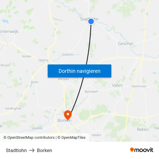 Stadtlohn to Borken map