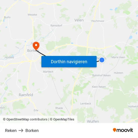 Reken to Borken map