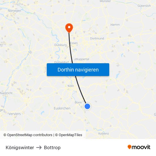 Königswinter to Bottrop map