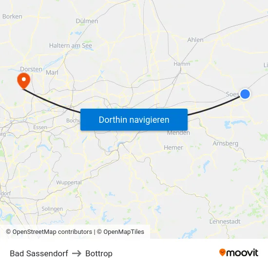 Bad Sassendorf to Bottrop map