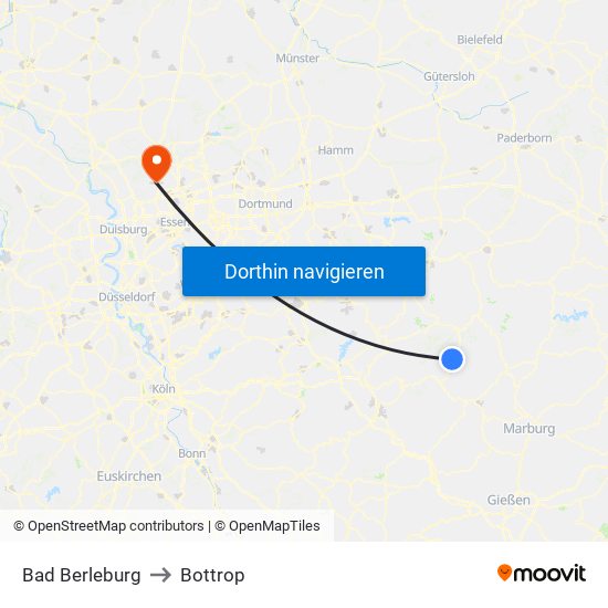 Bad Berleburg to Bottrop map