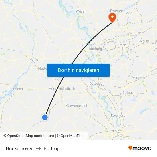 Hückelhoven to Bottrop map