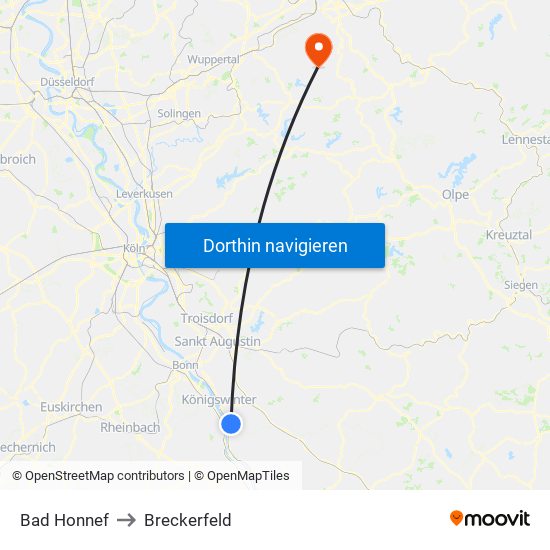 Bad Honnef to Breckerfeld map