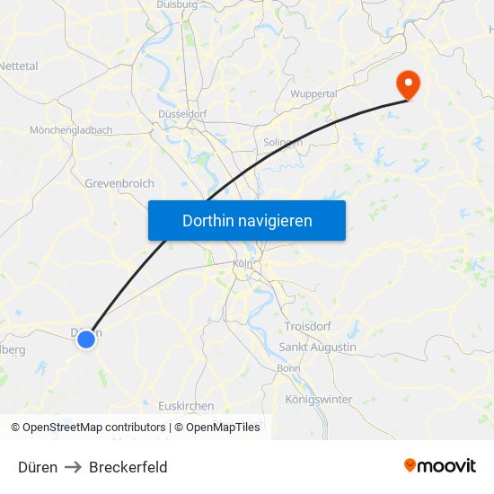 Düren to Breckerfeld map