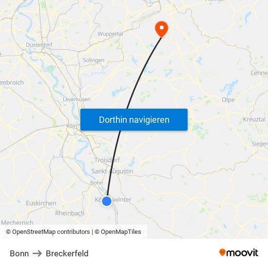 Bonn to Breckerfeld map