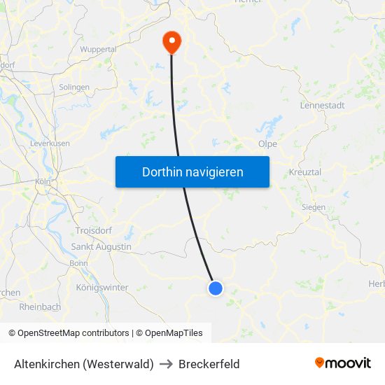 Altenkirchen (Westerwald) to Breckerfeld map