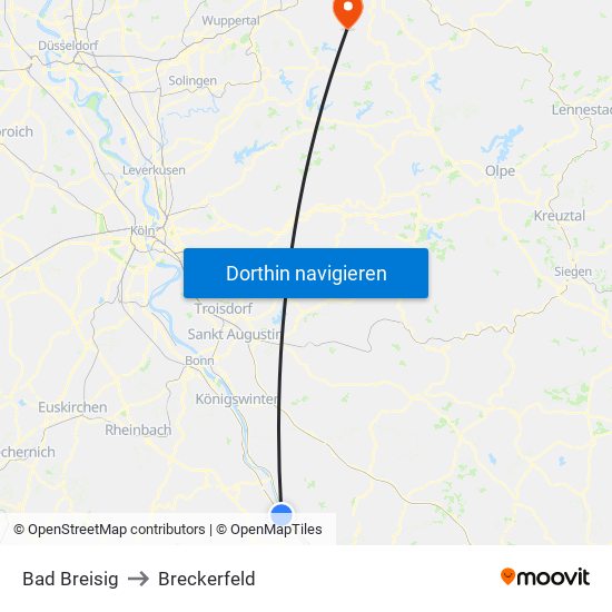 Bad Breisig to Breckerfeld map