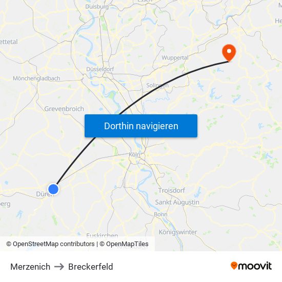 Merzenich to Breckerfeld map