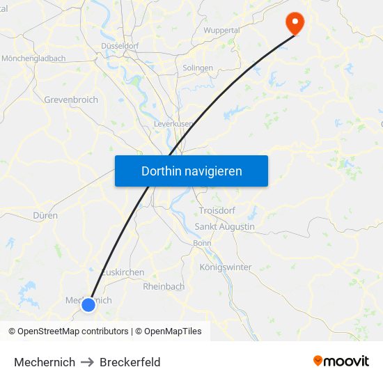 Mechernich to Breckerfeld map