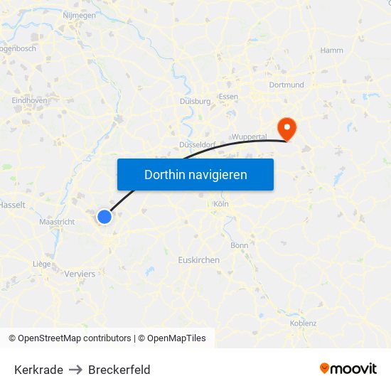 Kerkrade to Breckerfeld map