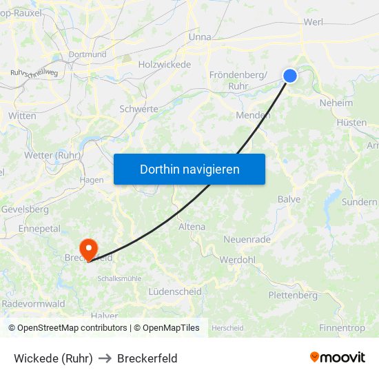 Wickede (Ruhr) to Breckerfeld map