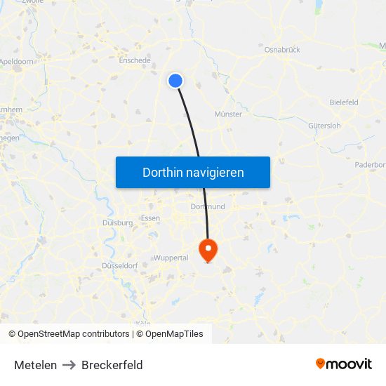 Metelen to Breckerfeld map