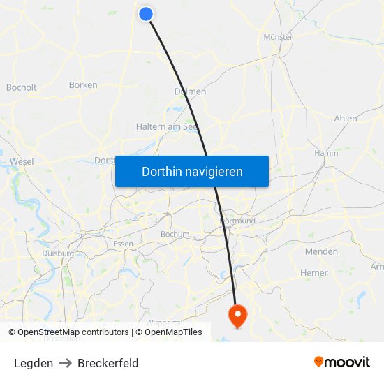 Legden to Breckerfeld map