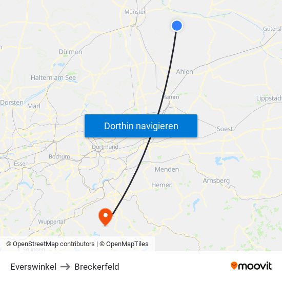 Everswinkel to Breckerfeld map
