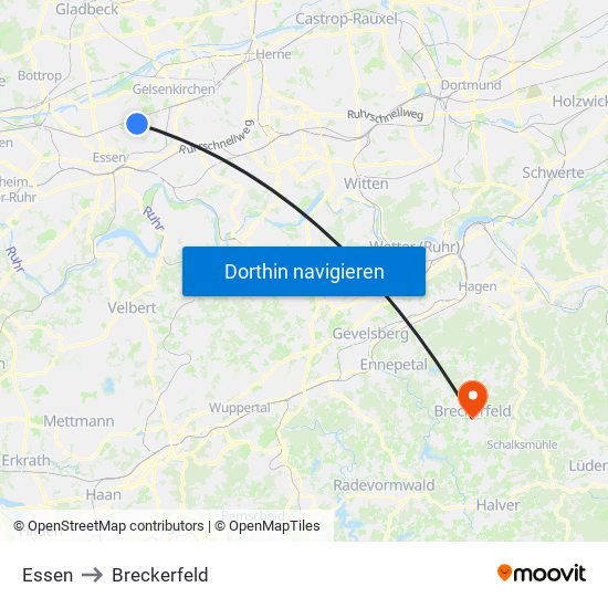 Essen to Breckerfeld map