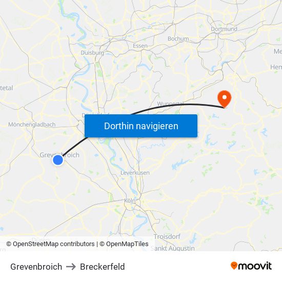 Grevenbroich to Breckerfeld map