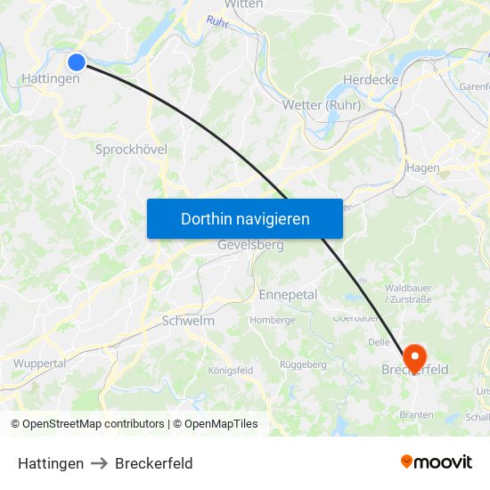 Hattingen to Breckerfeld map