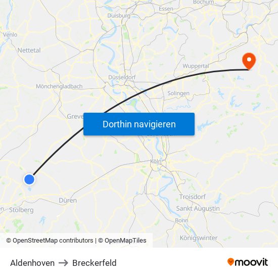 Aldenhoven to Breckerfeld map