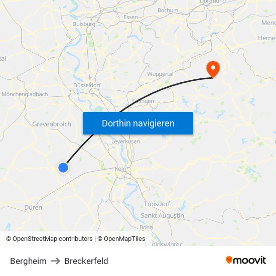 Bergheim to Breckerfeld map