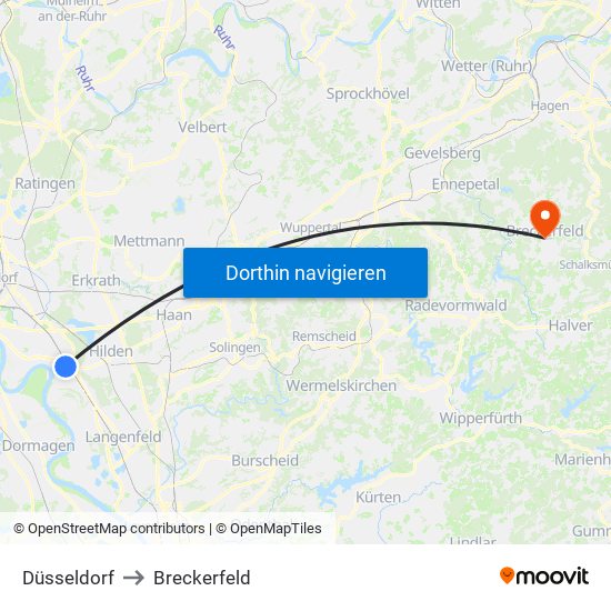 Düsseldorf to Breckerfeld map