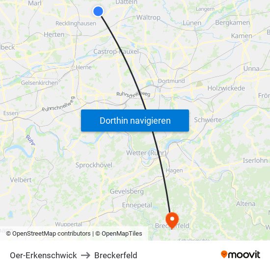 Oer-Erkenschwick to Breckerfeld map