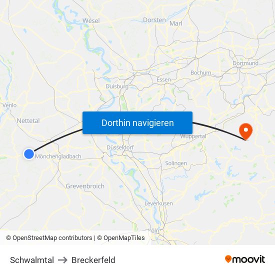 Schwalmtal to Breckerfeld map