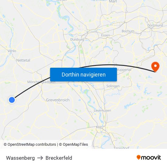 Wassenberg to Breckerfeld map