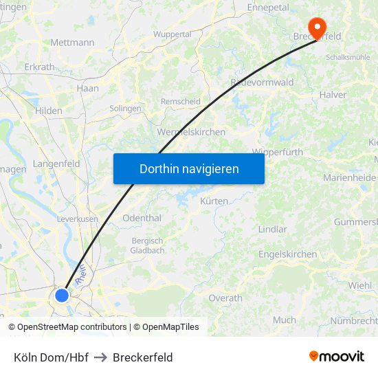 Köln Dom/Hbf to Breckerfeld map