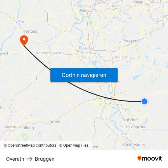 Overath to Brüggen map