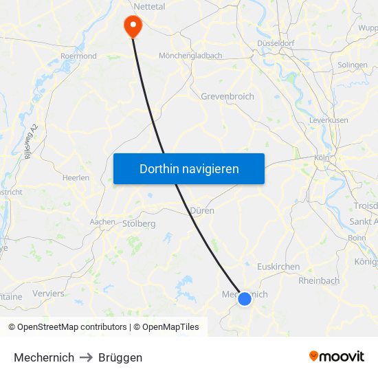Mechernich to Brüggen map