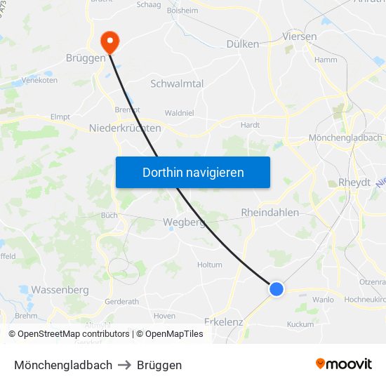 Mönchengladbach to Brüggen map