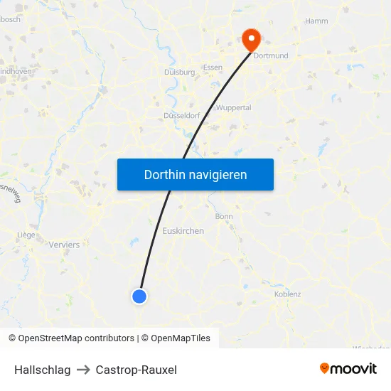 Hallschlag to Castrop-Rauxel map