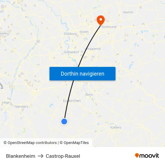 Blankenheim to Castrop-Rauxel map