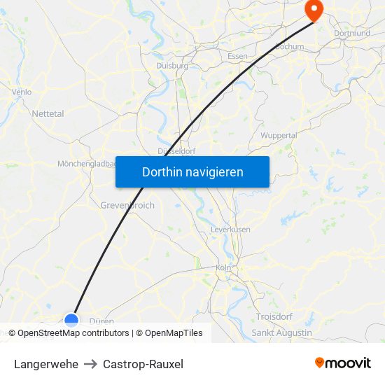 Langerwehe to Castrop-Rauxel map