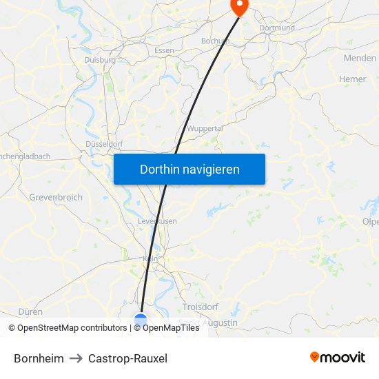 Bornheim to Castrop-Rauxel map