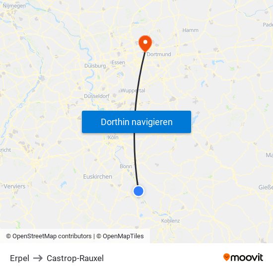 Erpel to Castrop-Rauxel map