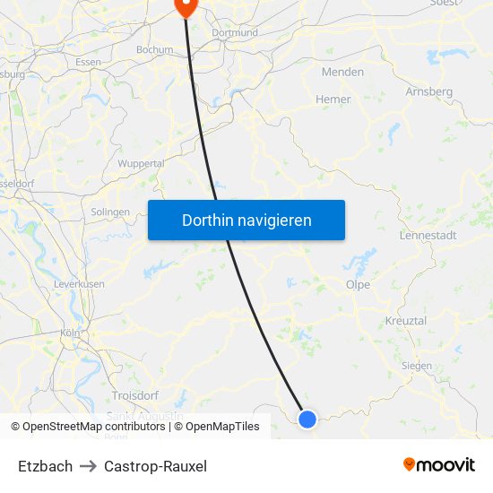 Etzbach to Castrop-Rauxel map