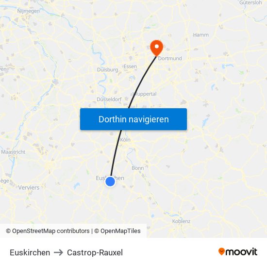 Euskirchen to Castrop-Rauxel map