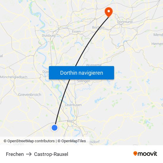 Frechen to Castrop-Rauxel map