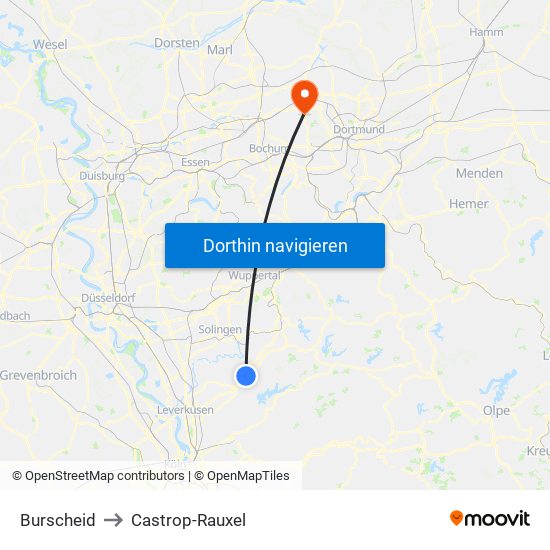 Burscheid to Castrop-Rauxel map
