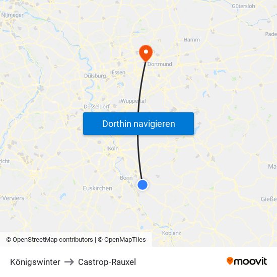 Königswinter to Castrop-Rauxel map