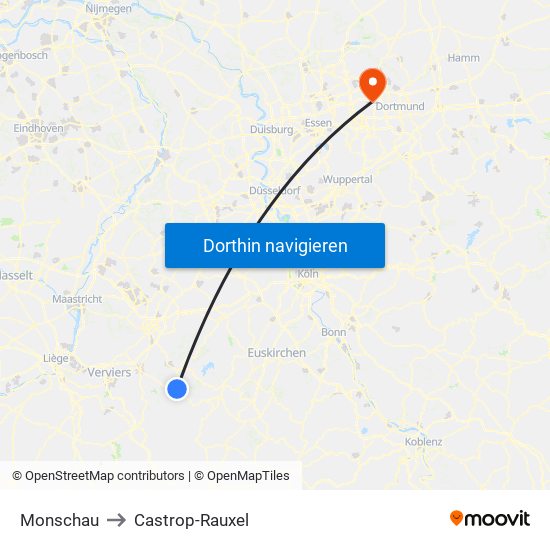 Monschau to Castrop-Rauxel map