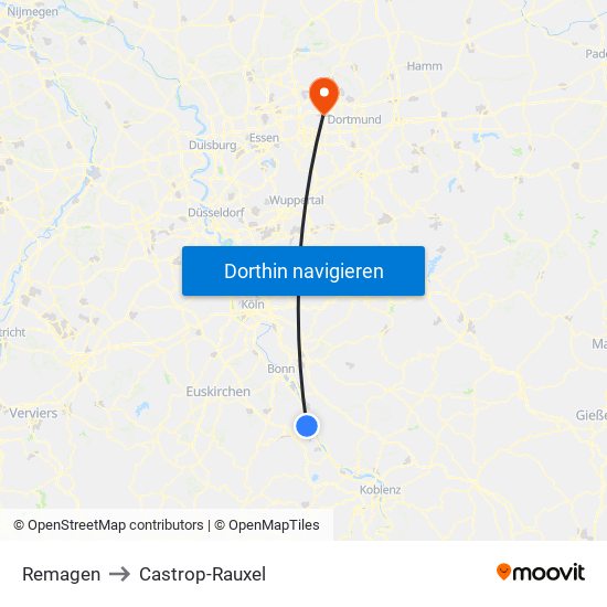 Remagen to Castrop-Rauxel map