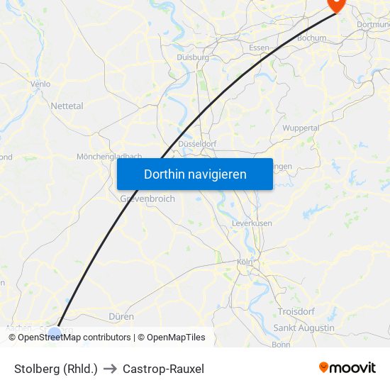 Stolberg (Rhld.) to Castrop-Rauxel map