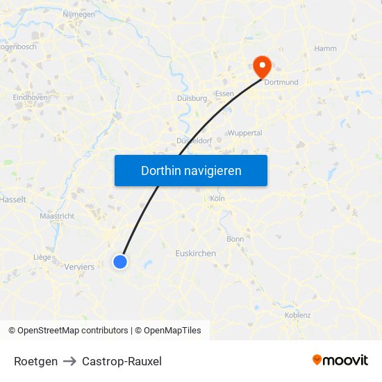 Roetgen to Castrop-Rauxel map