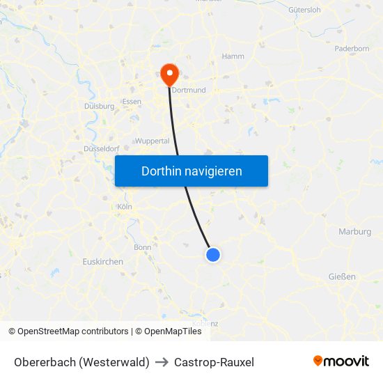 Obererbach (Westerwald) to Castrop-Rauxel map